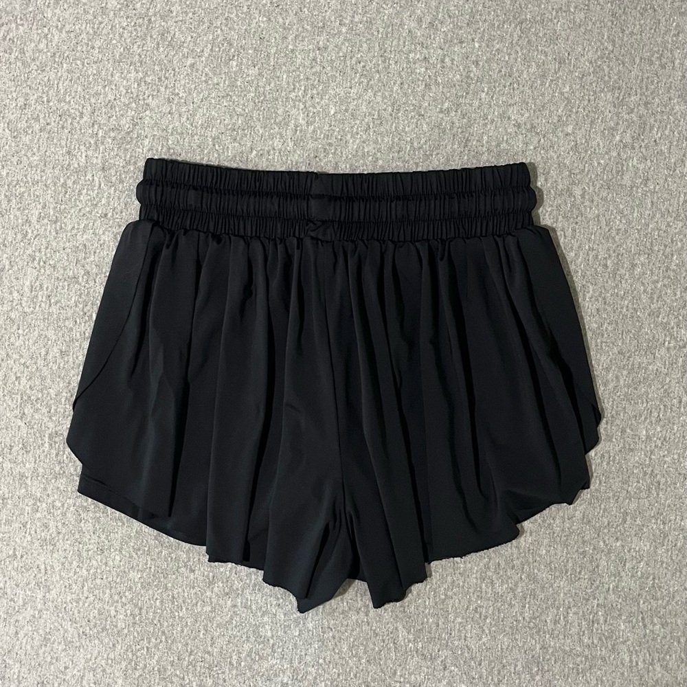🔳 Luogongzi Black Pleated Flowy Athletic Shorts~Women’s Sm~Drawstring @ Waist - Picture 3 of 10